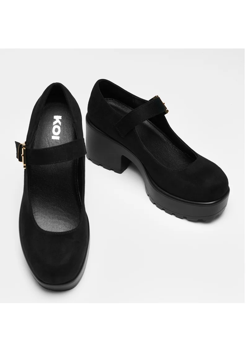 كوي TIRA Black Mary Jane Shoes 'Suede Edition'