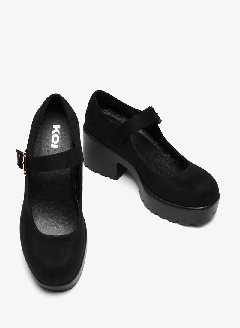 KOI TIRA Black Mary Jane Shoes 'Suede Edition'
