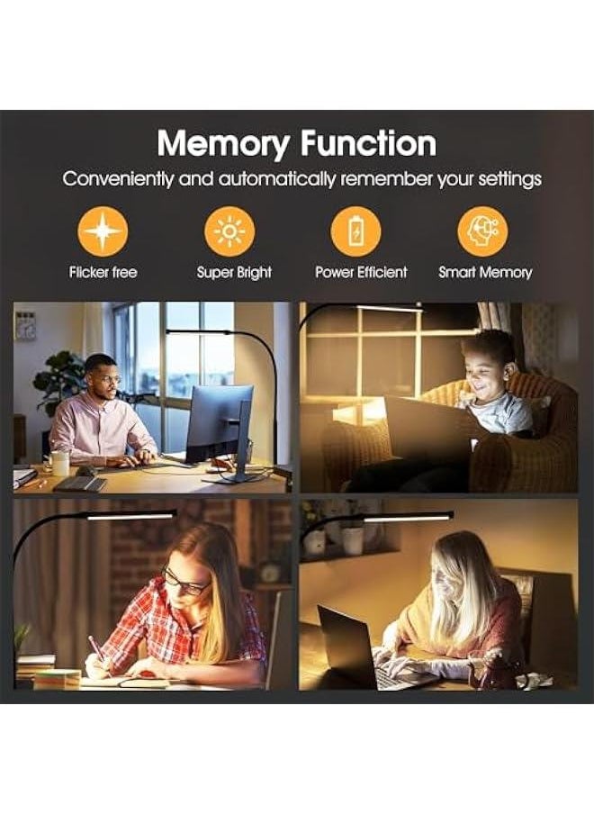HOOKOR Durku LED Desk Lamp with Clamp, Eye-Caring Clip on Lights for Home Office, 3 Modes 10 Brightness, Long Flexible Gooseneck,Metal, Swing Arm Architect Task Table Lamps with USB Adapter (White)  - Image 5