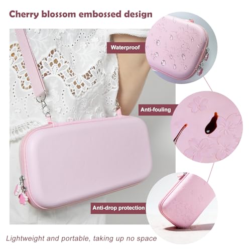 HLRAO Pink Travel Carrying Case Accessories Kit Compatible with Nintendo Switch 2 (2025).Pink Switch 2 Hard Protective Cover,Adjustable Stand,Screen Protector & Cute Thumb Grips 10 in 1 Gift. - Image 4