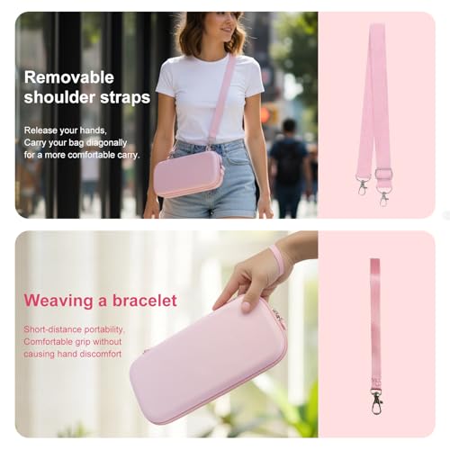 HLRAO Pink Travel Carrying Case Accessories Kit Compatible with Nintendo Switch 2 (2025).Pink Switch 2 Hard Protective Cover,Adjustable Stand,Screen Protector & Cute Thumb Grips 10 in 1 Gift. - Image 5