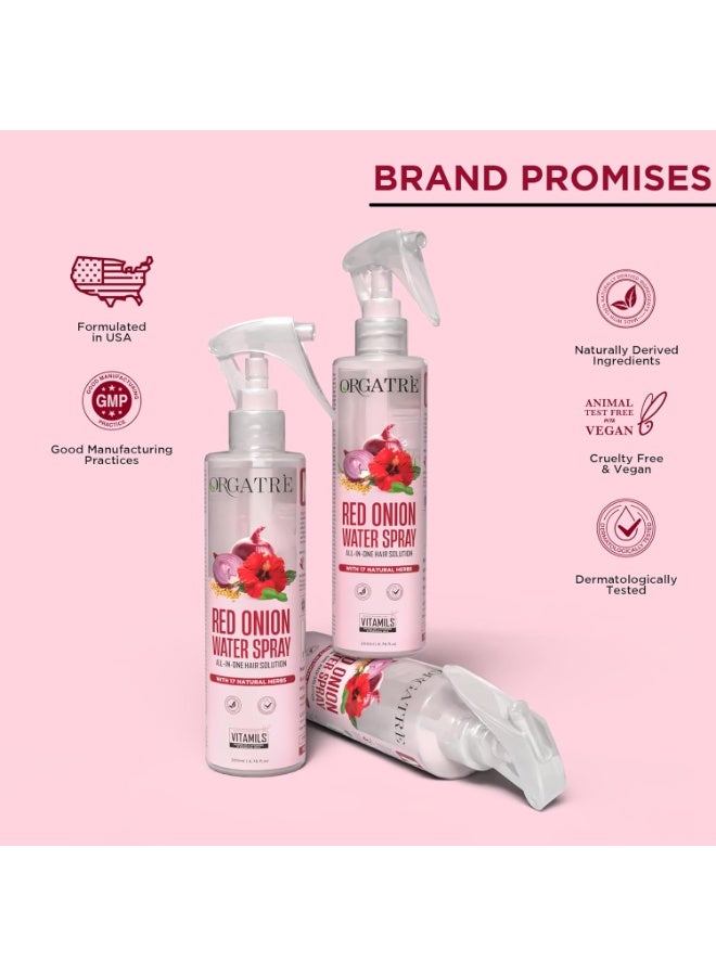 Orgatre Red Onion Water Spray for Hair Growth | 100% Natural Red Onion Extract with 17 Herbs | Hair Growth & Volume Booster | No Sticky Residue | 200ml - Image 5