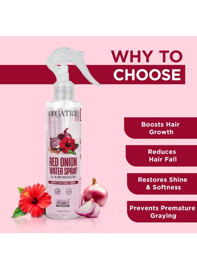 Orgatre Red Onion Water Spray for Hair Growth | 100% Natural Red Onion Extract with 17 Herbs | Hair Growth & Volume Booster | No Sticky Residue | 200ml - Image 3