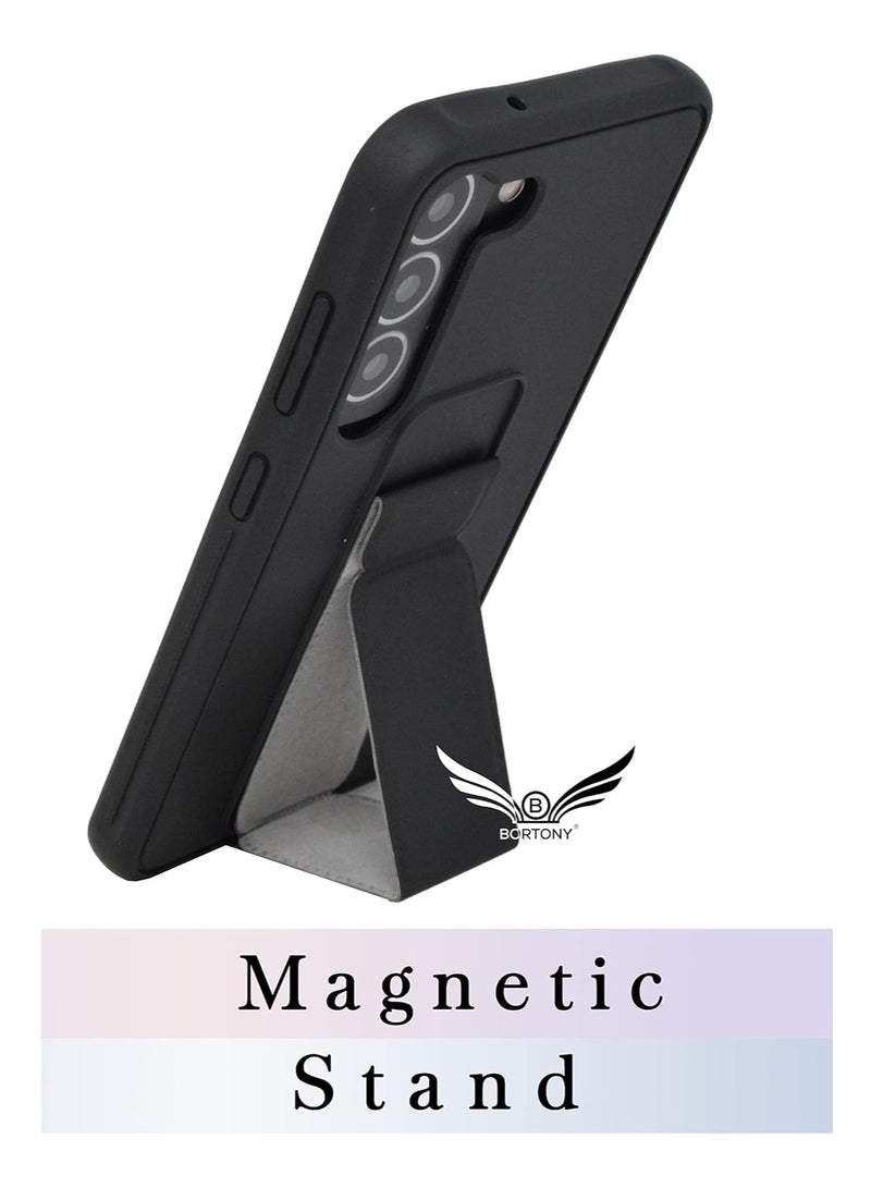 ELTRAZONE Galaxy S23 Plus Case Cover with Magnetic Stand & Holder Premium Silicone Hand Strap Grip Car Mount Kickstand Finger Grip Case Cover For Samsung Galaxy S23 Plus (Black) - Image 2