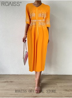 roaiss Embroidered Banquet Party Dress for Women New Summer Women's Fashion Party Dress Ladies Kaftans Abaya Traditional Wear  - Image 1