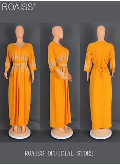 roaiss Embroidered Banquet Party Dress for Women New Summer Women's Fashion Party Dress Ladies Kaftans Abaya Traditional Wear  - Image 3
