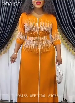 roaiss Embroidered Banquet Party Dress for Women New Summer Women's Fashion Party Dress Ladies Kaftans Abaya Traditional Wear  - Image 5