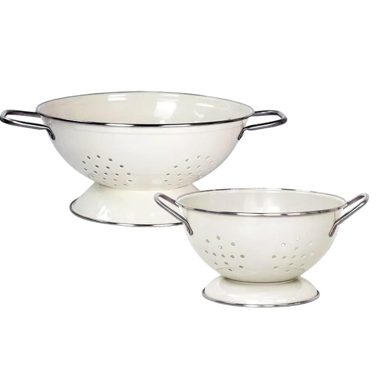 Metal Colander Set of 3, Strainer Basket with Handles perfect for Spaghetti, Pasta, Berry, Vegetable, Fruit, Solid Base Powder Coated Kitchen Essential Strainer Set - Image 1