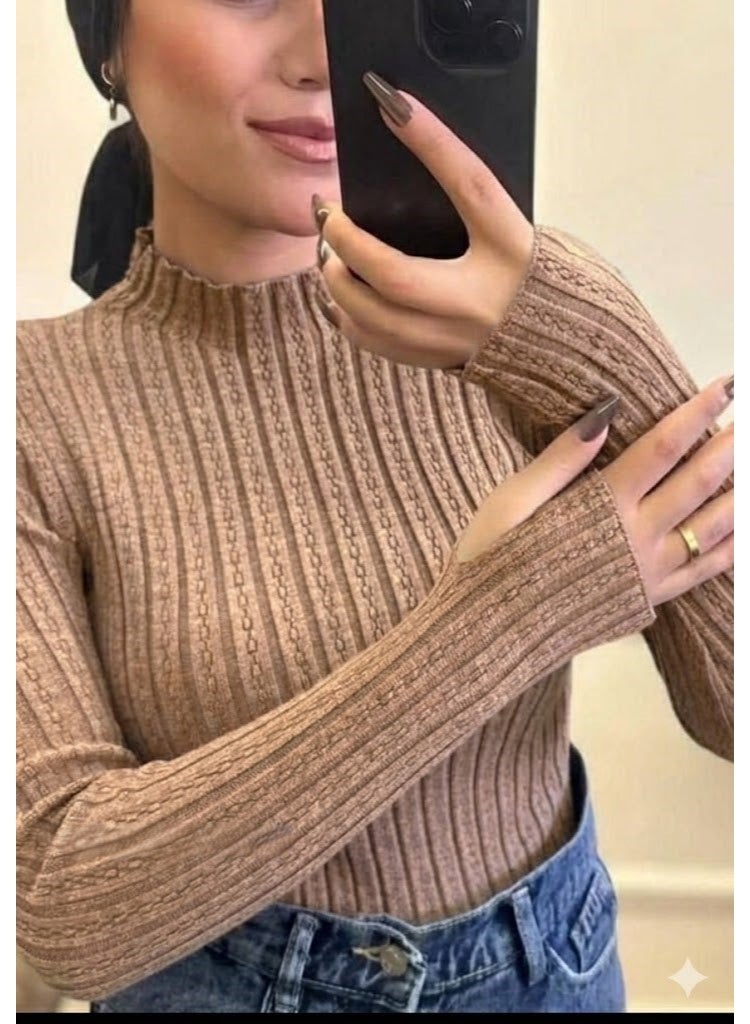 بودي حريمي مضلع كم طويل – تصميم أنيق وخامة مرنة تناسب جميع الإطلالات - وان سايز - Image 1