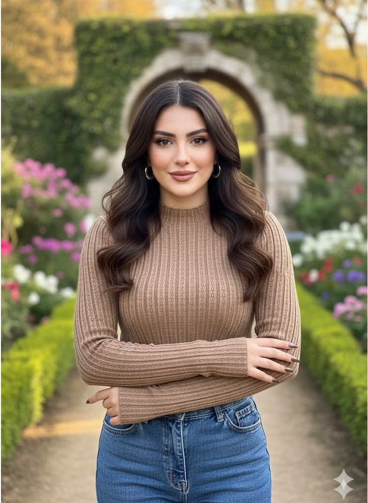 بودي حريمي مضلع كم طويل – تصميم أنيق وخامة مرنة تناسب جميع الإطلالات - وان سايز - Image 3