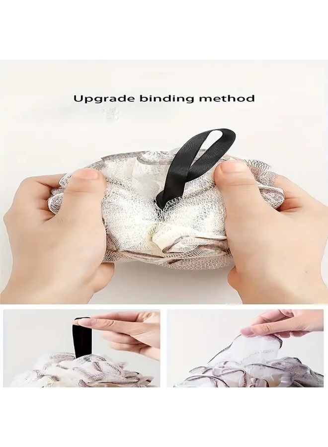 2pcs Bath Ball Set With Hooks Soft Durable Gradient Color Gray - Image 5