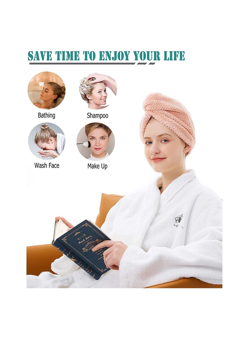 Hair Towel Wrap, Microfiber Hair Drying Shower Turban with Buttons, Super Absorbent Quick Dry Hair Towels for Curly Long Thick Hair, Rapid Dry Head Towel Wrap for Women Anti Frizz 2 Pack - Image 4