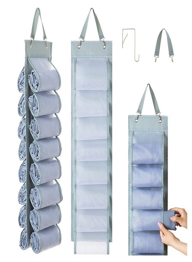 DHSFKBE Legging Organizer Storage, T-Shirt Organizer, Hanging Closet Organizer, Hanging Clothes Organizer with 16 Roll Compartments for Yoga Pants, Tank Top, Towel, Underwear, Shirt (Grey) - Image 1