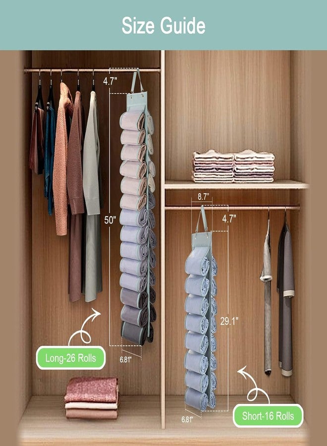 DHSFKBE Legging Organizer Storage, T-Shirt Organizer, Hanging Closet Organizer, Hanging Clothes Organizer with 16 Roll Compartments for Yoga Pants, Tank Top, Towel, Underwear, Shirt (Grey) - Image 5