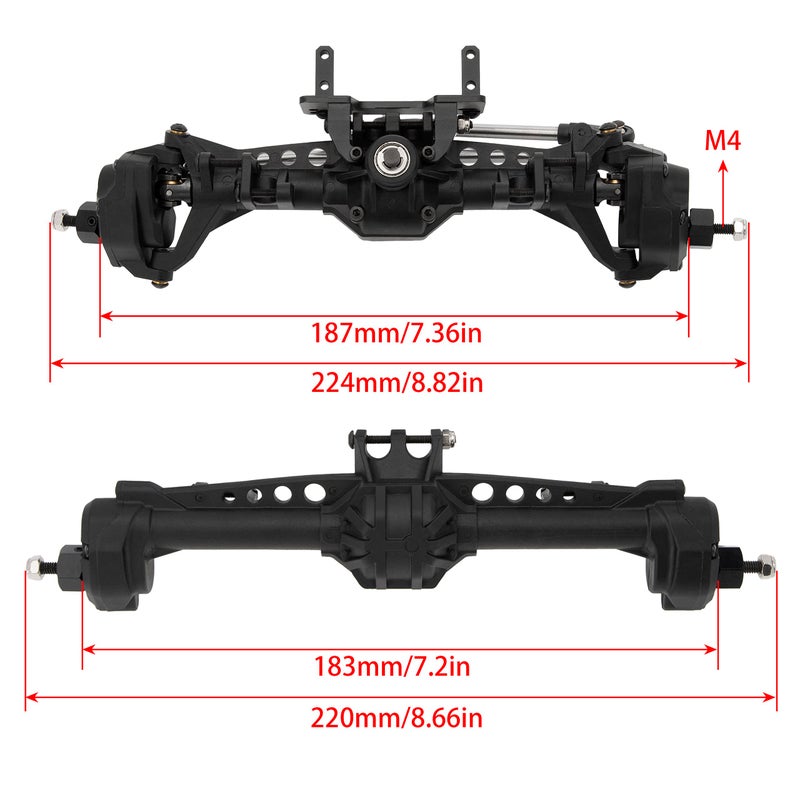 MEUS RACING SCX10 Axles Front & Rear Portal Axles for Axial SCX10 SCX10 II 1/10 RC Crawler Upgrade Pasrts, Nylon Axles with Steel Gears and Metal Bearings (Black) - Image 2