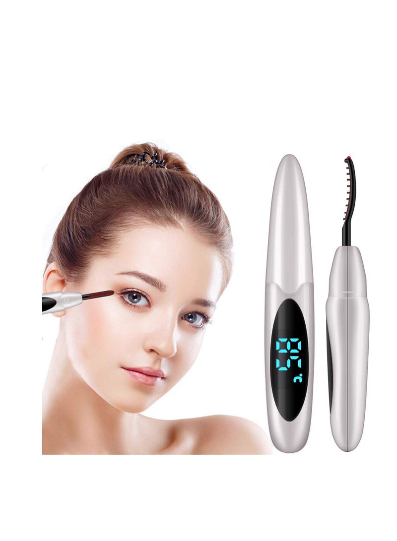 Excefore Heated Eyelash Curler, Portable Eyelash Curler, USB Rechargeable, Long-Lasting Quick Natural Eyelash Curler, Ideal Gift for Women Girls - Image 1