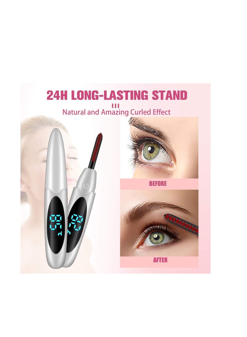 Excefore Heated Eyelash Curler, Portable Eyelash Curler, USB Rechargeable, Long-Lasting Quick Natural Eyelash Curler, Ideal Gift for Women Girls - Image 4