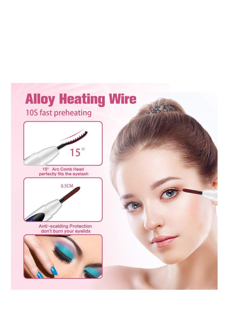 Excefore Heated Eyelash Curler, Portable Eyelash Curler, USB Rechargeable, Long-Lasting Quick Natural Eyelash Curler, Ideal Gift for Women Girls - Image 3