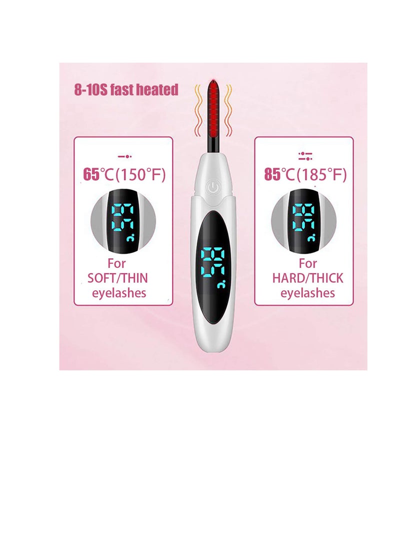 Excefore Heated Eyelash Curler, Portable Eyelash Curler, USB Rechargeable, Long-Lasting Quick Natural Eyelash Curler, Ideal Gift for Women Girls - Image 2