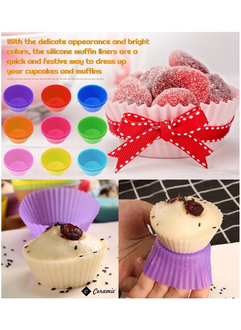 CERAMIC Silicone Muffin 21 Pack Cups Selizo Silicone Cupcake Baking Cups Reusable Muffin Liners Cupcake Wrapper Cups Holders for Muffins Cupcakes and Candies  - Image 4