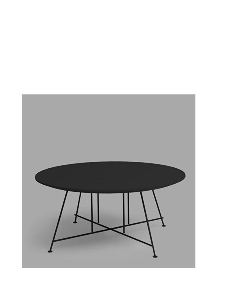BAFCO Solid Round Wooden Coffee Table Tea Table Roasted Centre Table for Living Room Lacquer Material with Steel Legs Black Colour - Image 1
