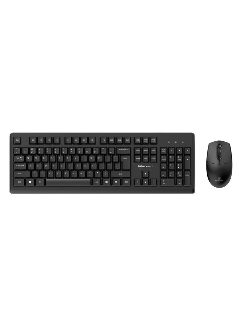 MicroPack KM-205W Classic Wireless Combo - Arabic Layout, 104 Keys, 1200 DPI Mouse, Black - Image 2