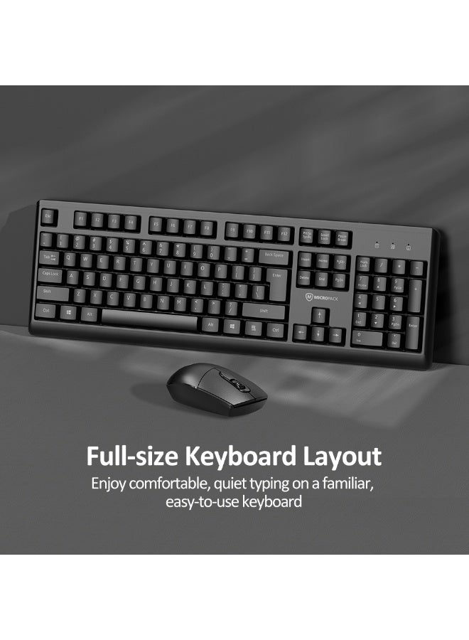 مايكروباك مجموعة ماوس ولوحة مفاتيح لاسلكية Micropack KM-205W - تخطيط عربي، تصميم كلاسيكي، 1200 DPI، أسود - Image 5
