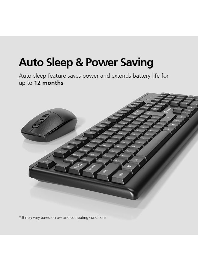 مايكروباك مجموعة ماوس ولوحة مفاتيح لاسلكية Micropack KM-205W - تخطيط عربي، تصميم كلاسيكي، 1200 DPI، أسود - Image 4