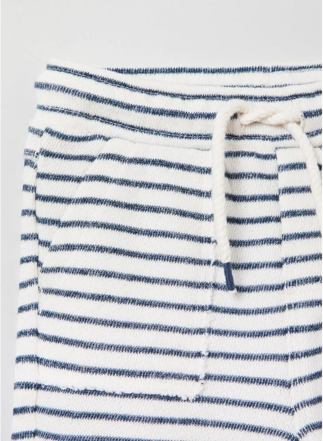 او في اس OVS Striped Cotton Shorts With Drawstring