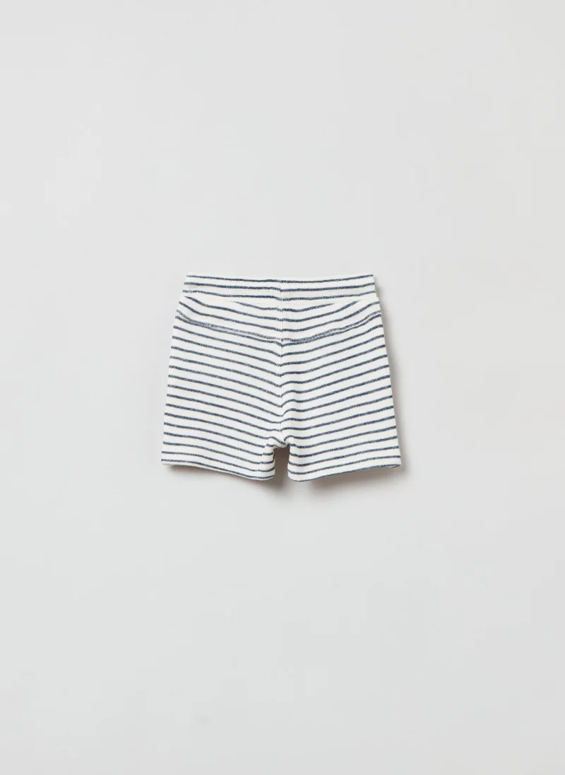 Ovs OVS Striped Cotton Shorts With Drawstring