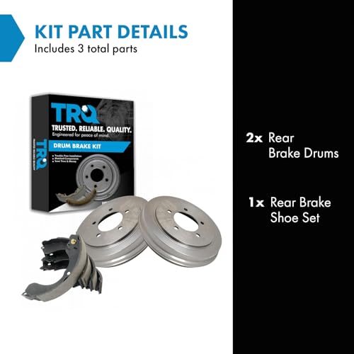 TRQ Brake Drum & Shoe Rear Set Kit Compatible with Chrysler Dodge Jeep - Image 2