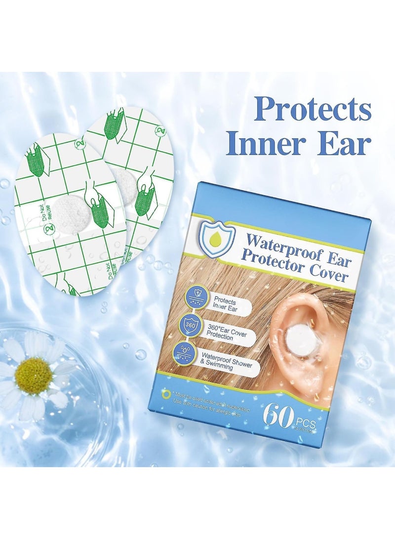 saykfoe Waterproof Ear Protector Cover 60 Pcs, Kids Ear Protector New Born Ear Protection for Bathing, Swimming, Shower, Disposable Baby Ear Cover Stickers for Kids and Adults Water Activities ﻿ - Image 2