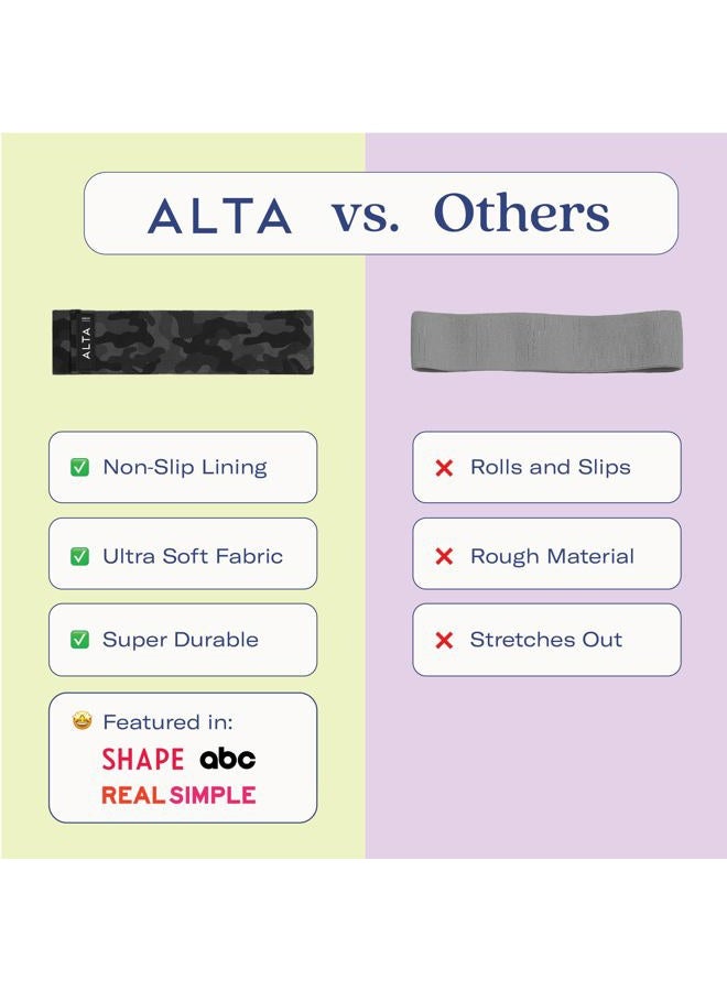 Alta Booty Bands for Women - Premium Non-Slip Fabric Resistance Bands for Working Out - Cloth Resistance Bands for Legs, Fabric Exercise Bands, Leg Bands for Working Out Women, Looped Hip Bands Set - Image 2