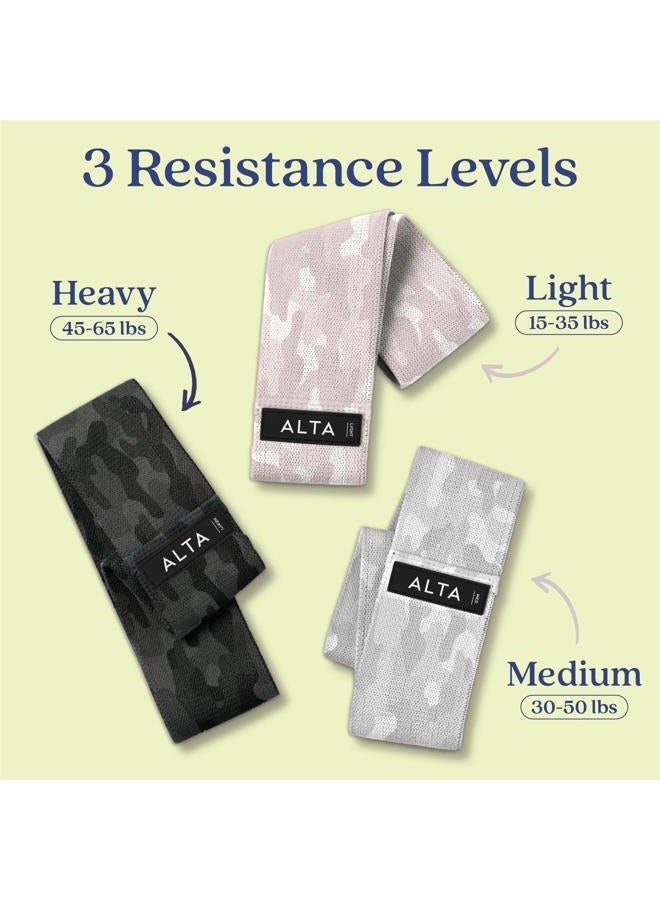Alta Booty Bands for Women - Premium Non-Slip Fabric Resistance Bands for Working Out - Cloth Resistance Bands for Legs, Fabric Exercise Bands, Leg Bands for Working Out Women, Looped Hip Bands Set - Image 3