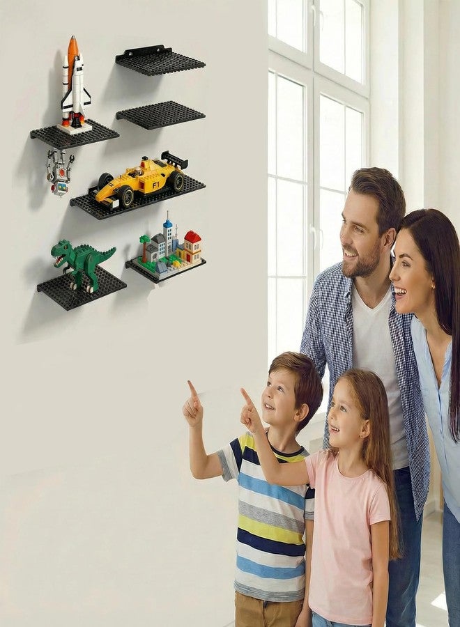 TERDEWE (6 Pack) Black Dual-Sided Floating Shelves for Wall Compatible with Lego Building Bricks,16x13 Studs for Display and Protect Completed Legos Projects,Display Shelves for Room Decor - Image 2