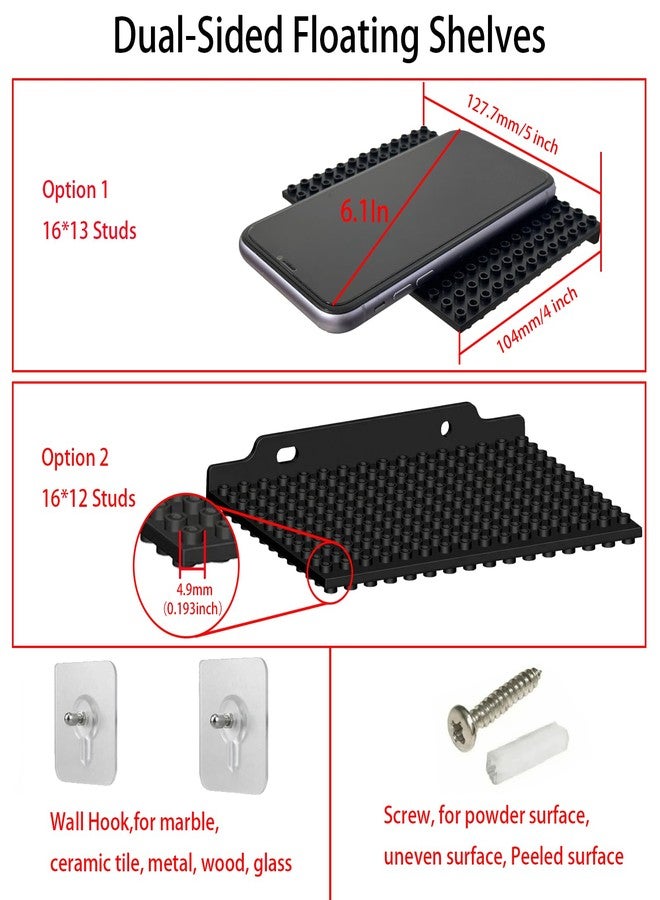 TERDEWE (6 Pack) Black Dual-Sided Floating Shelves for Wall Compatible with Lego Building Bricks,16x13 Studs for Display and Protect Completed Legos Projects,Display Shelves for Room Decor - Image 5