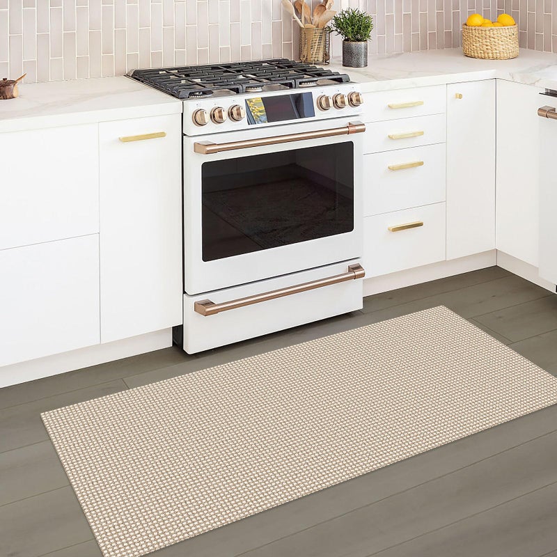 KOZYFLY Runners for Hallways 2x5 ft Washable Kitchen Runner Non Slip Rubber Backed Hall Runners Cotton Entryway Runner Rugs Floor Carpet for Indoor Backdoor Bedroom Kitchen, Ivory/Khaki - Image 2