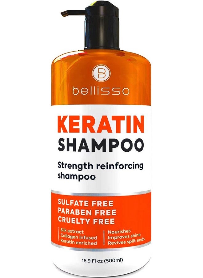 BELLISSO Keratin Enriched Shampoo Sulfate And Paraben Free Anti Frizz Treatment For Women And Men Professional Salon Grade Repair Formula With Silk Protein For Dry Frizzy Damaged And Color Treated Hair - Image 1