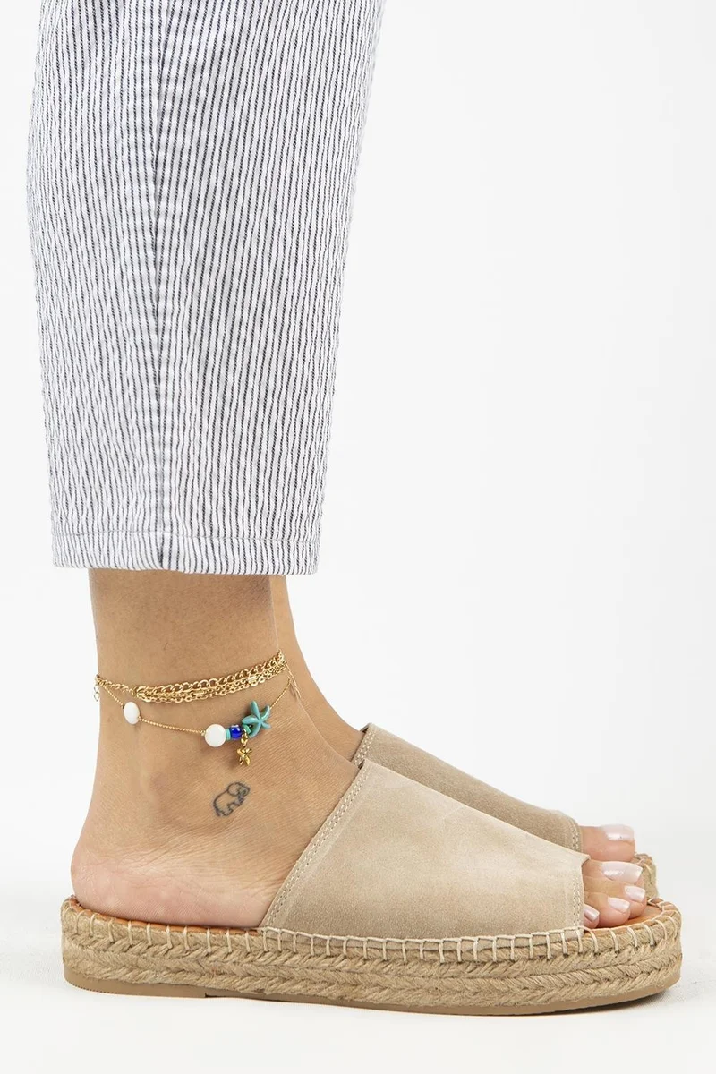 مانجيرو شبشب مانيجيرو جالينا 2 النسائي من الجلد الطبيعي، بحزام واحد، لون بيج