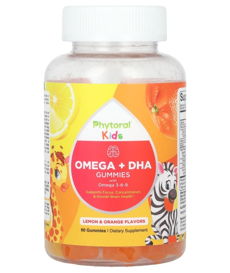 Kids Omega + DHA Gummies with Omega 3-6-9 Lemon & Orange 60 Gummies