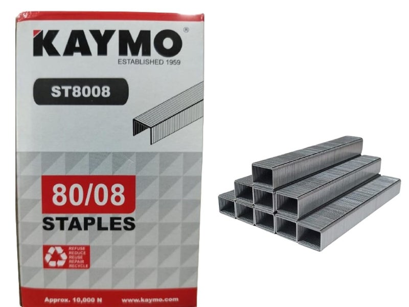 KAYMO ST8008 8mm 80 Series Industrial Staples (10,000 Pins) | Heavy-Duty Steel Fasteners for Furniture, Woodwork, Packaging & General Construction | Compatible with 80 Series Staplers - Image 1