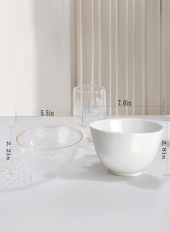 I00000 30 Pack 12 Ounce Clear Plastic Bowls Hammered with Gold Rimmed,Heavy Duty Disposable Bowl Set,Elegant Salad/Dessert/Ice Cream Small Bowls for Party, Weddings, Catering - Image 4