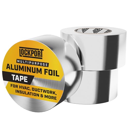 Lockport Aluminum Foil Tape 2" x225 ft - 3 Pack - Aluminum HVAC Tape - HVAC Duct Sealing, Dryer Vent, Heat Insulation & Ductwork Repairs - Heat Resistant, Waterproof, Professional Grade - Image 1
