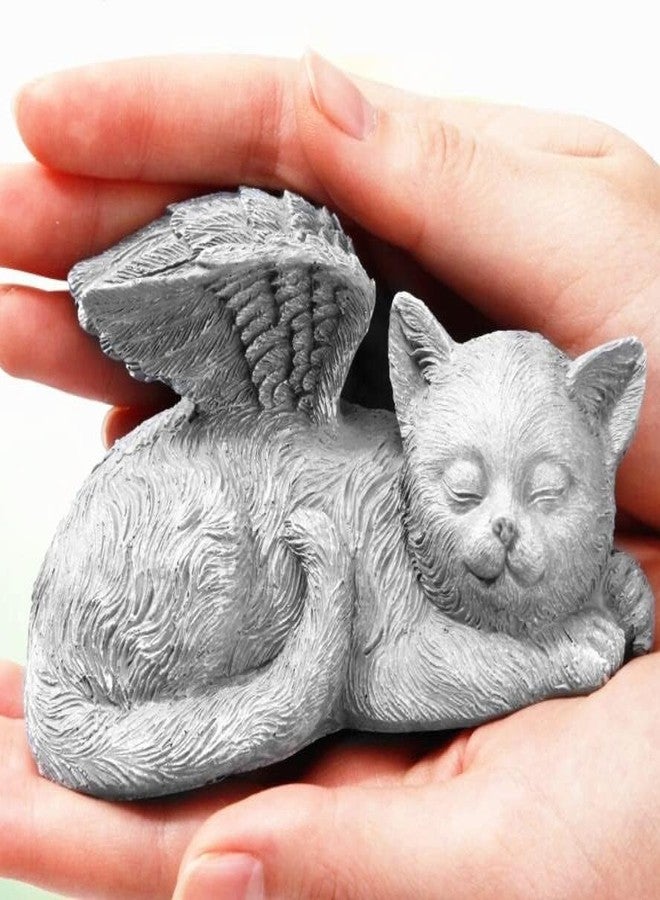 EatingBiting 4.7" X2.5" CAT Angel Pet Memorial Grave Marker Tribute Statue Resin Sleeping CAT Statues Cemetery for Pets Bereavement Gifts Sleeping Dog Angel Honor Cherished Pets - Image 2