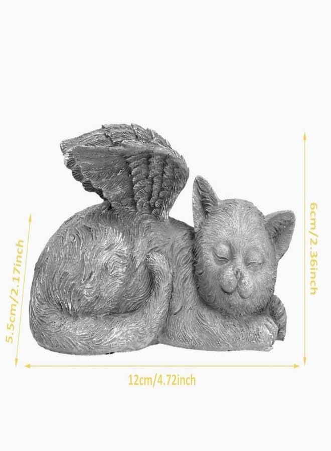 EatingBiting 4.7" X2.5" CAT Angel Pet Memorial Grave Marker Tribute Statue Resin Sleeping CAT Statues Cemetery for Pets Bereavement Gifts Sleeping Dog Angel Honor Cherished Pets - Image 3