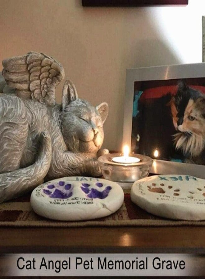 EatingBiting 4.7" X2.5" CAT Angel Pet Memorial Grave Marker Tribute Statue Resin Sleeping CAT Statues Cemetery for Pets Bereavement Gifts Sleeping Dog Angel Honor Cherished Pets - Image 4