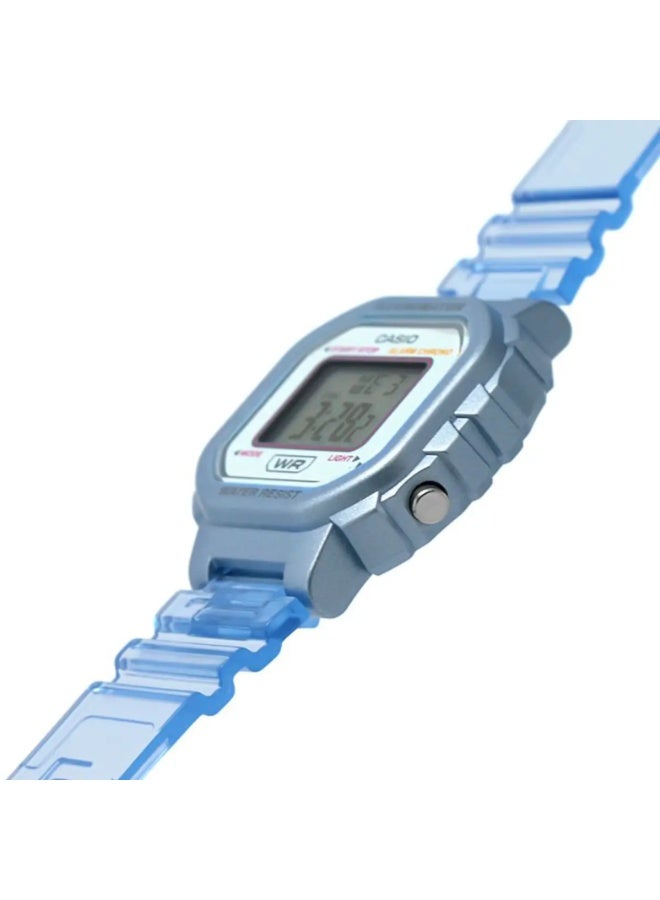 كاسيو ساعة كاسيو LA‑20WHS‑2ADF رقمية، بسوار راتنج شفاف أزرق، إضاءة LED، تصميم نحيف - Image 4