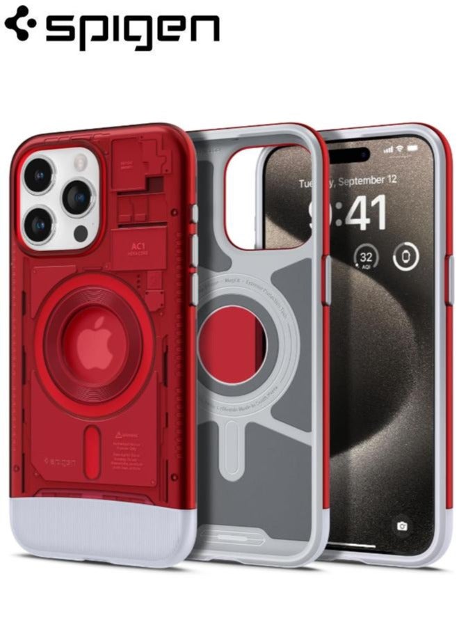 Apple iPhone 15 Pro Max Classic C1 MagFit Case Cover with MagSafe & Extreme Protection Tech - Ruby  - Image 1