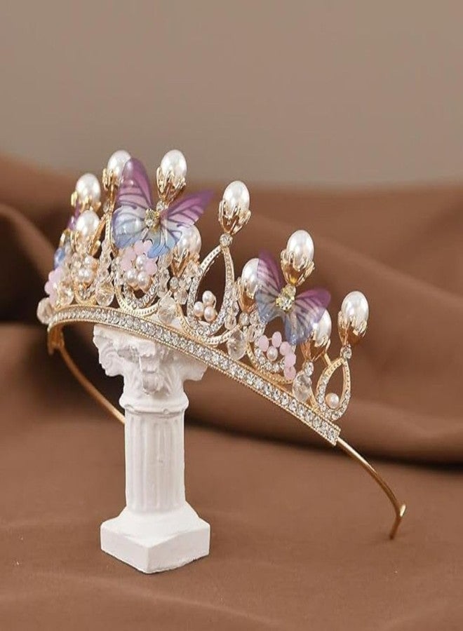 Purvaa Collection تاج أميرة الفراشة هدية مثالية لعيد ميلاد فتاة جميلة | طقم تاج مرصع بأحجار الراين - زينة تيجان للبنات | إكسسوارات شعر مثالية للتنكر، وأعياد الميلاد، والاحتفالات للبنات والسيدات - Image 2