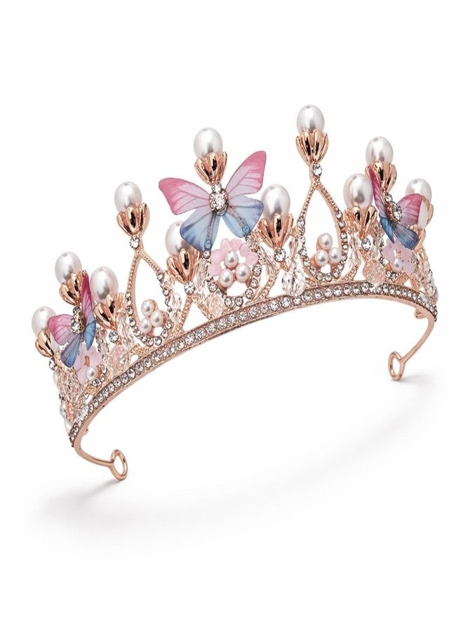 Purvaa Collection تاج أميرة الفراشة هدية مثالية لعيد ميلاد فتاة جميلة | طقم تاج مرصع بأحجار الراين - زينة تيجان للبنات | إكسسوارات شعر مثالية للتنكر، وأعياد الميلاد، والاحتفالات للبنات والسيدات - Image 1